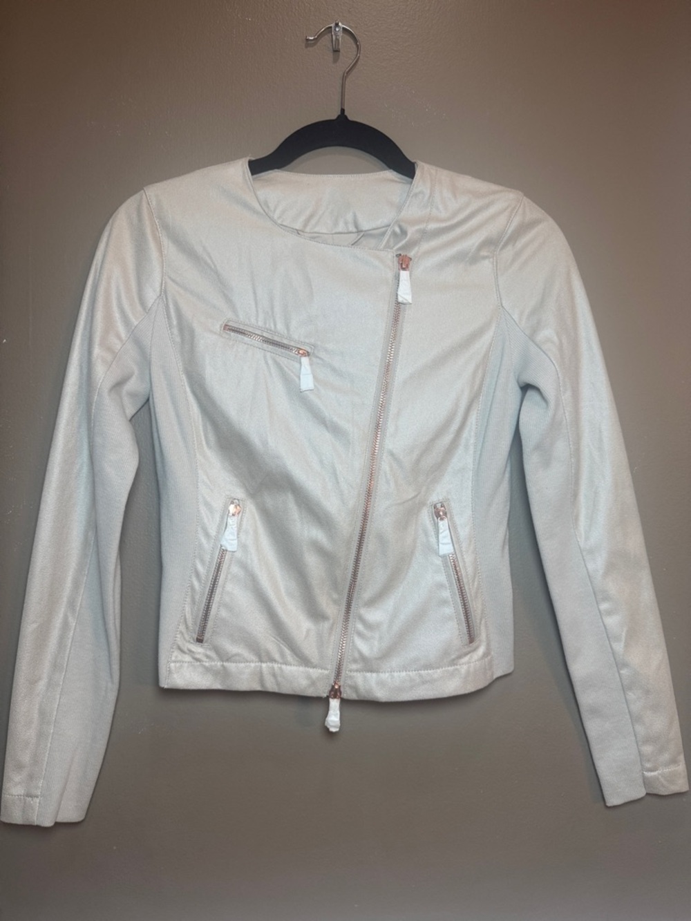 Armani Exchange Faux Suede Moto Jacket Tan XS NWT